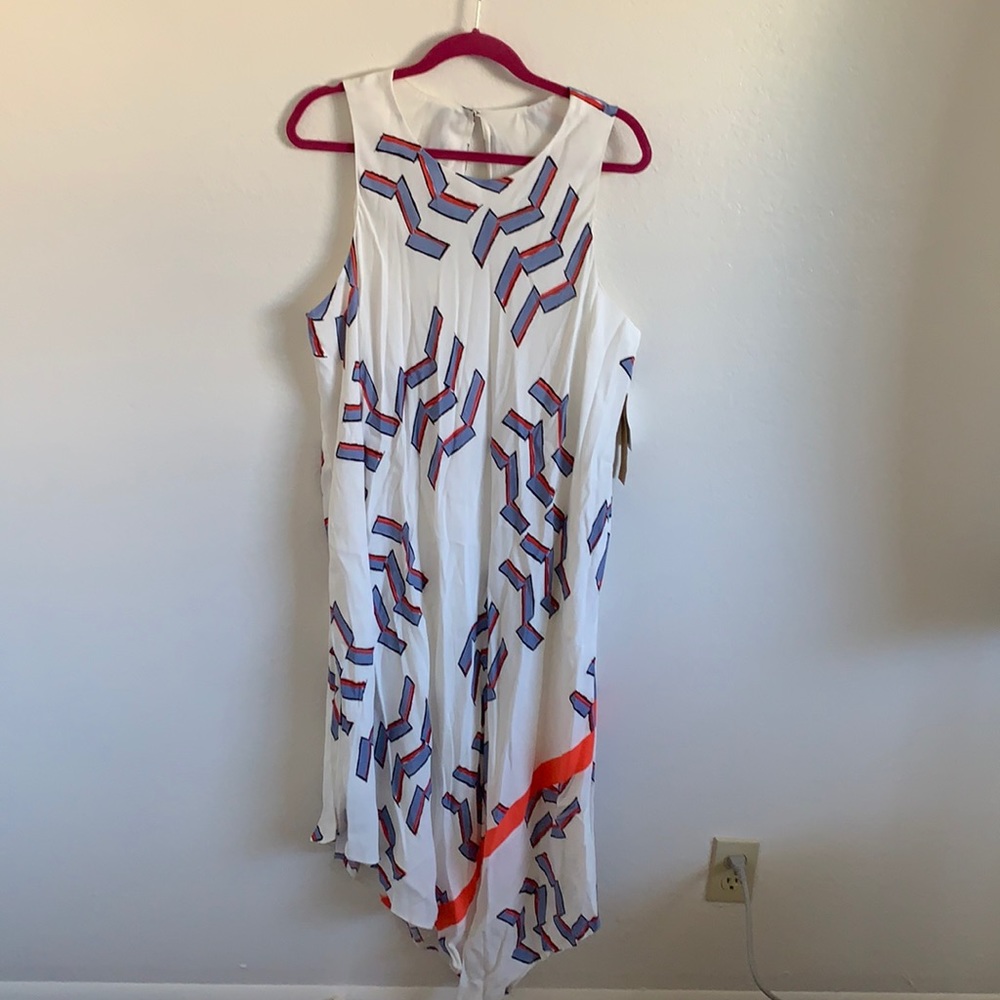 Abstract printed dress with pockets! Size 2X Rachel Rachel Roy, asymmetrical